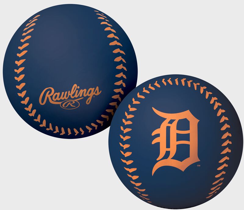 A blue Detroit Tigers big fly rubber bounce ball loading=