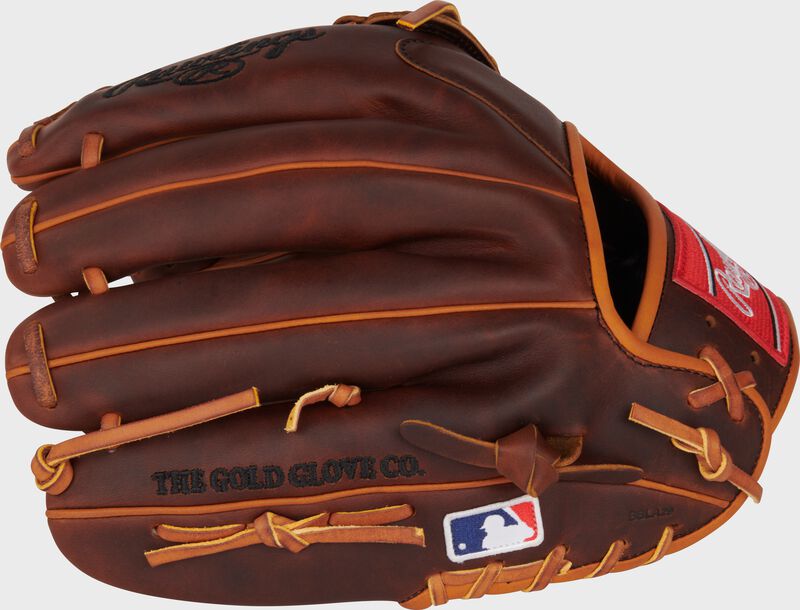 Back of a timberglaze Nolan Arenado Heart of the Hide G57 Glove with the MLB logo on the pinky - SKU: PRONA28P