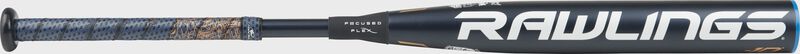 FPPE10 Quatro Pro end-load fastpitch bat with a navy barrel and white Rawlings logo