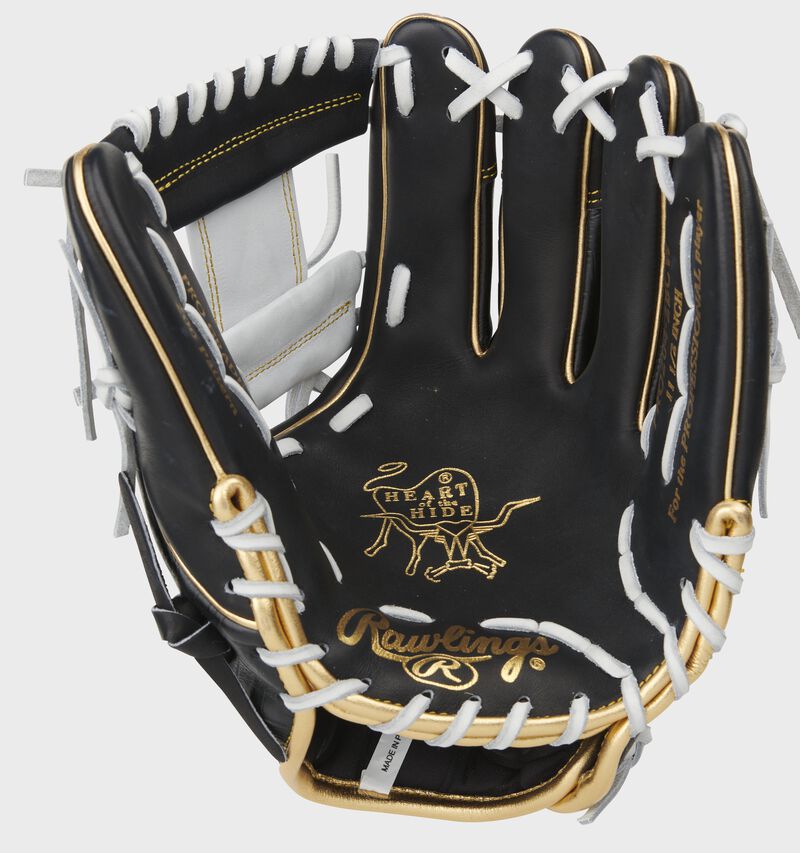 Black palm of a Rawlings Heart of the Hide I-web glove with white laces - SKU: PRO204-2BCW