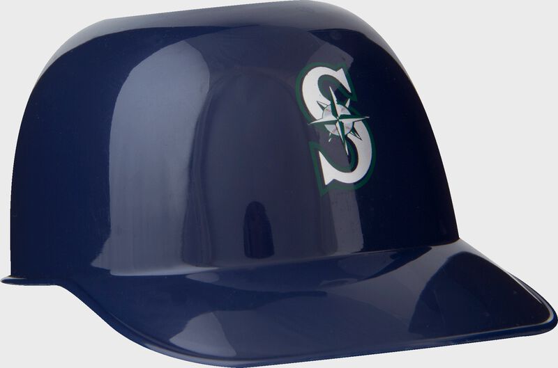 Front of Rawlings Navy Blue MLB Seattle Mariners Snack Size Helmets With Team Logo SKU #01950015121