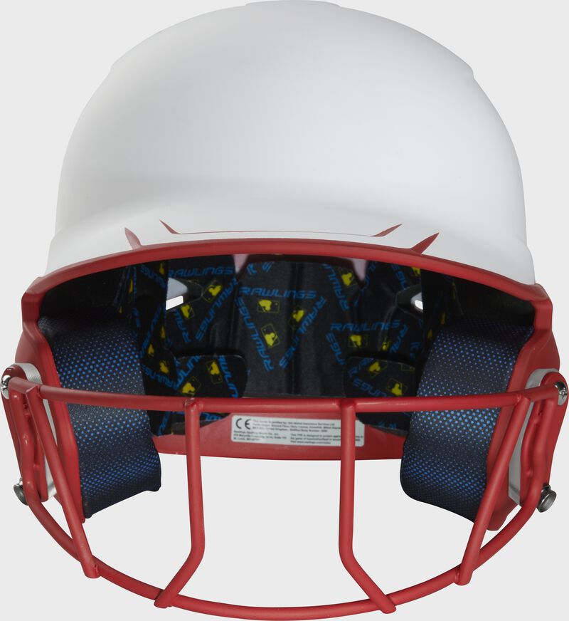 Front view of Rawlings Mach Ice Softball Batting Helmet, Scarlet - SKU: MSB13