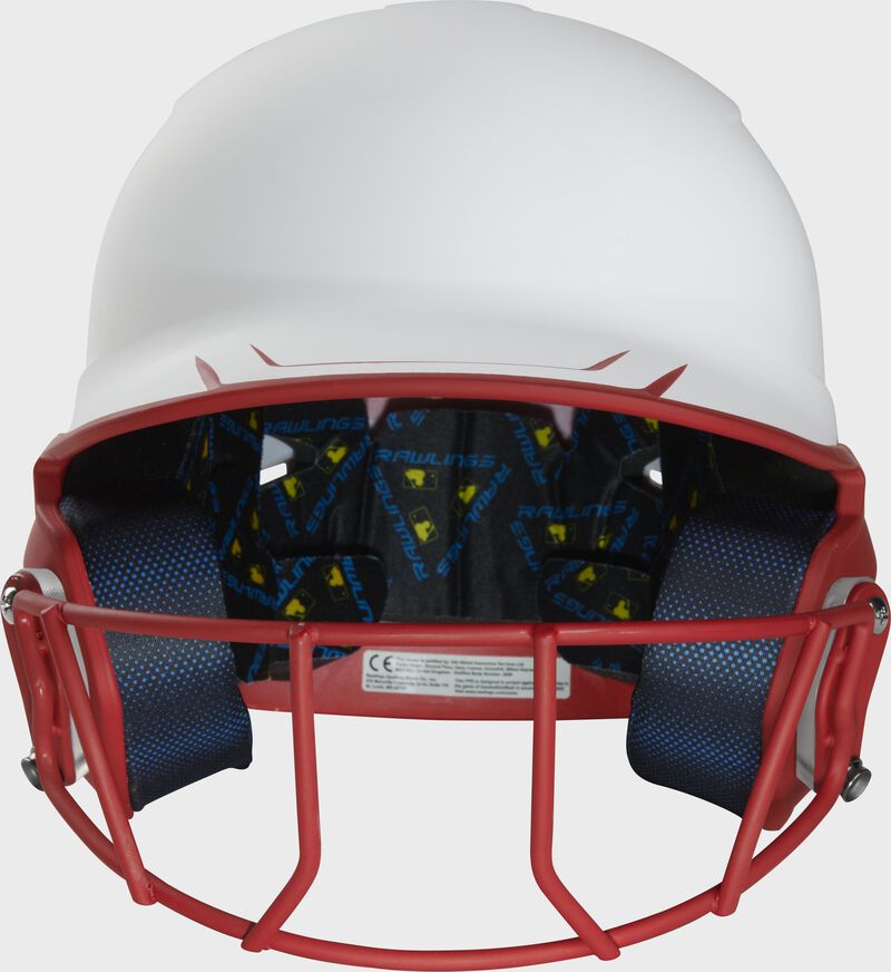 Front view of Rawlings Mach Ice Softball Batting Helmet, Scarlet - SKU: MSB13 loading=