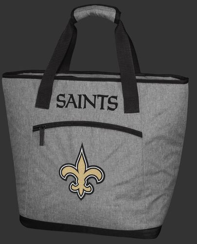 A gray New Orleans Saints 30 can tote cooler with an embroidered team logo on the front - SKU: 10311077111