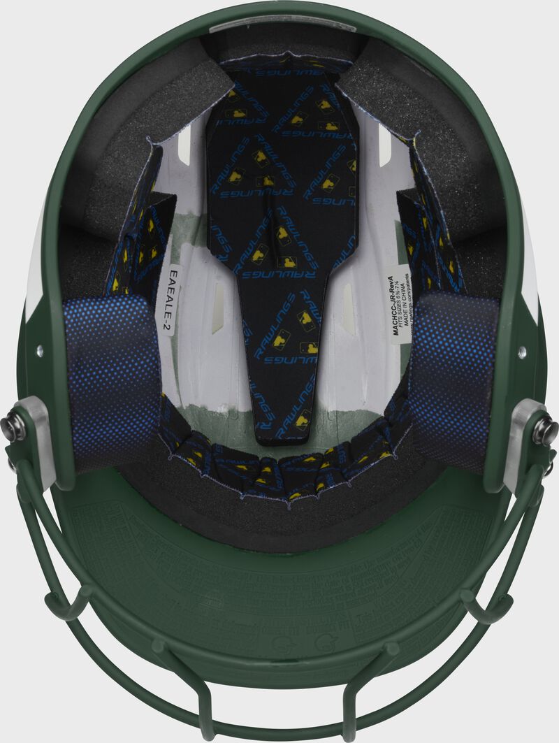 Inside view of Rawlings Mach Ice Softball Batting Helmet, Dark Green - SKU: MSB13 image number null