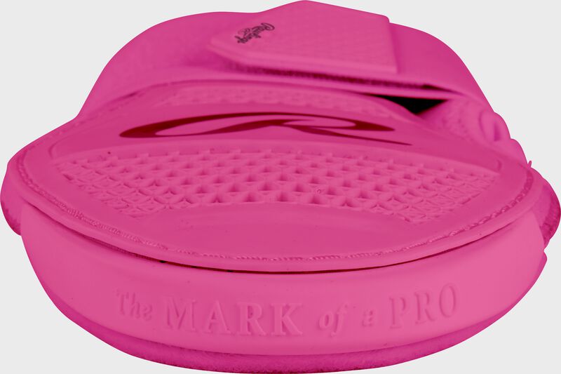 Finger view of a pink Rawlings sliding mitt