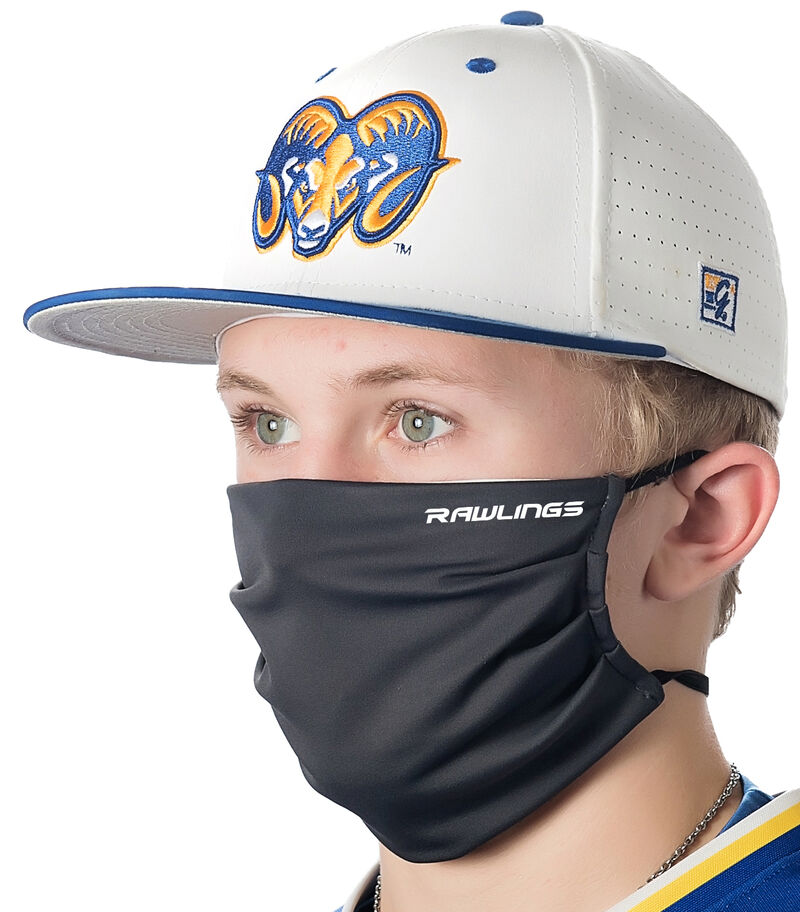 Front left-side view of Rawlings Performance Wear Sports Mask - SKU: RMSK