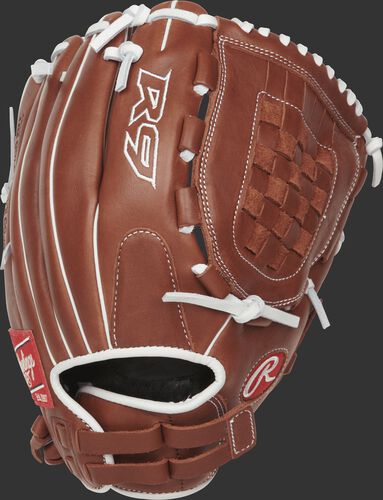 R9SB120-3DB 12-inch R9 softball infield/pitcher's glove with a brown back and Pull-Strap back design