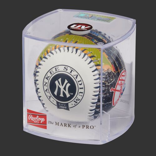 MLB New York Yankees stadium baseball in a display case