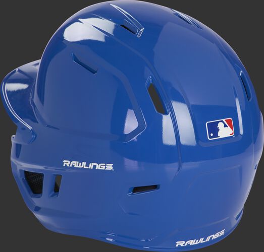 Back left of a royal MCH01A high school Mach helmet with air ventilation holes up the back