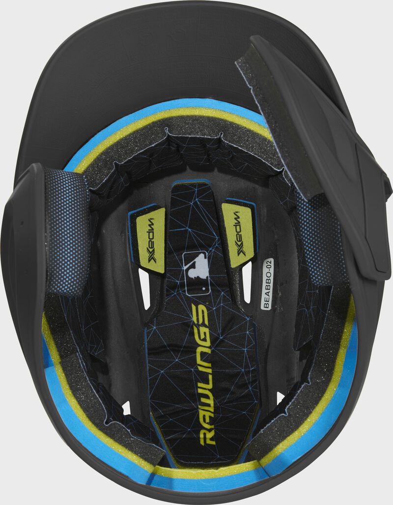 Inside view of Mach Right Handed Batting Helmet with EXT Flap | 1-Tone & 2-Tone - SKU: MACHEXTR