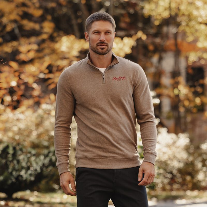 Rawlings x The Normal Brand Puremeso Weekend Quarter Zip, Khaki, Adult 3XL