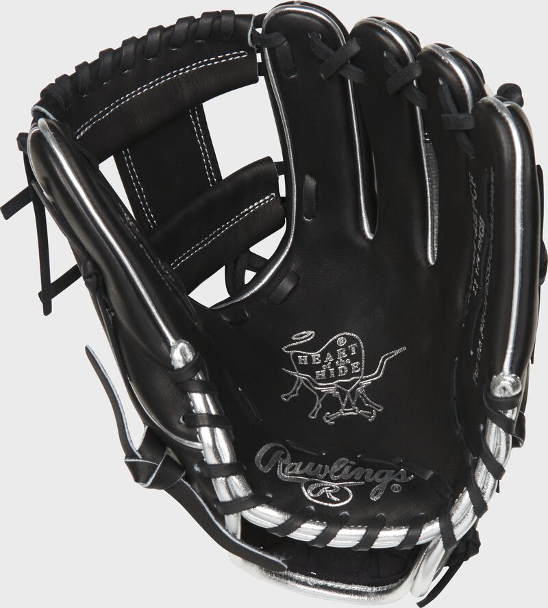 PRO204-2BPCF Rawlings Hyper Shell infield glove with a black palm and black laces