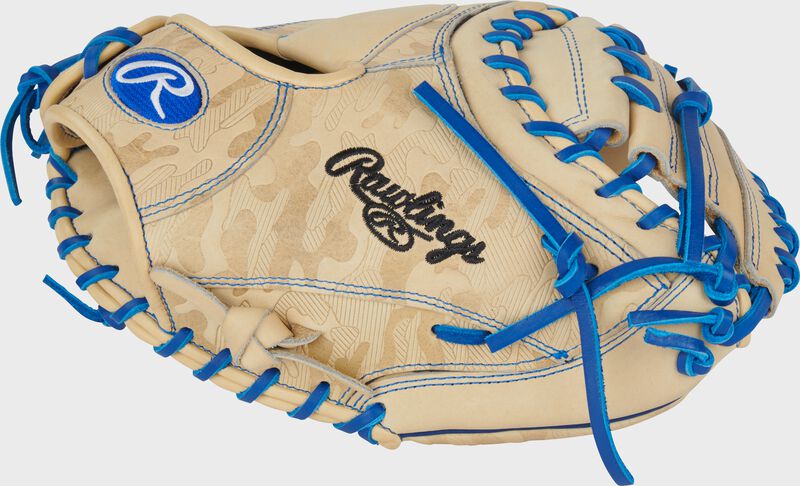 Thumb of a camel Heart of the Hide ContoUR Fit 32.5-Inch Catcher's Mitt with royal laces
