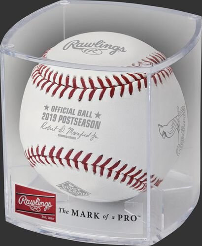 The NLCS19DL National League Championship Series dueling teams baseball in clear display cube