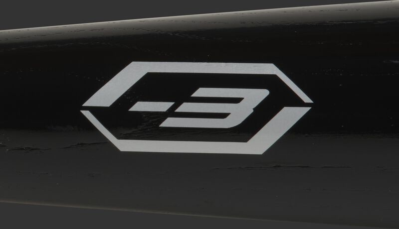 A grey -3 drop stamp on a black Player Preferred wood bat - SKU: 318RAW