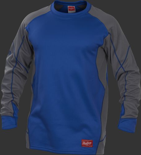 UDFP4 Royal blue Dugout fleece pullover with grey sleeves and royal stitching
