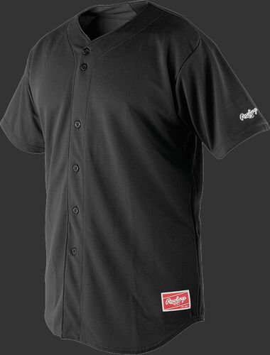 Front of Rawlings Black Youth Short Sleeve Jersey - SKU #YBJ150