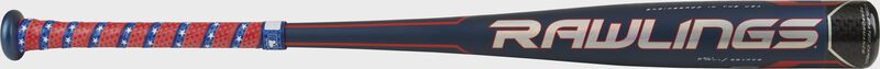 BBCOR Velo ACP limited edition one-piece hybrid bat with a blue barrel a red/white Rawlings logo – SKU: BBVRWB