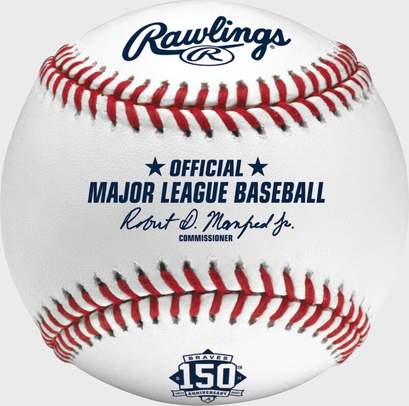 Rawlings, MLB 2021 Atlanta Braves 150th Anniversary Baseball, MLB League, Major League, Memorabilia, Individual, Cushioned Center, White