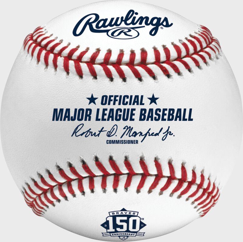 A MLB 2021 Atlanta Braves 150th Anniversary baseball with the Official MLB baseball stamp - SKU: EA-ROMLBATL150-R loading=