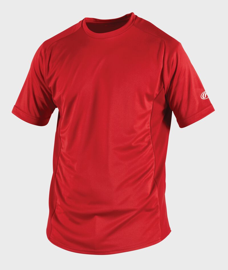 Front of Rawlings Adult Scarlet Short Sleeve Shirt - SKU #SSBASE