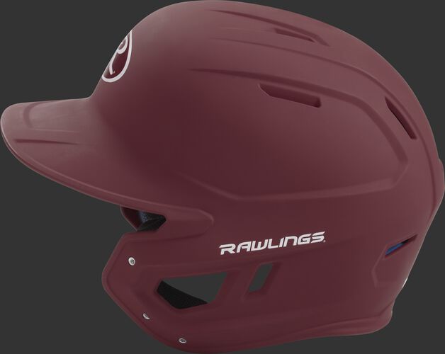 MACH Rawlings batting helmet with a one-tone matte maroon shell
