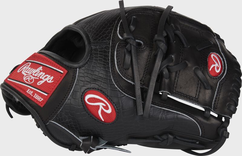 Thumb of a black Jacob deGrom Pro Preferred infield/pitcher's glove with a black 2-piece solid web - SKU: PROSJD48