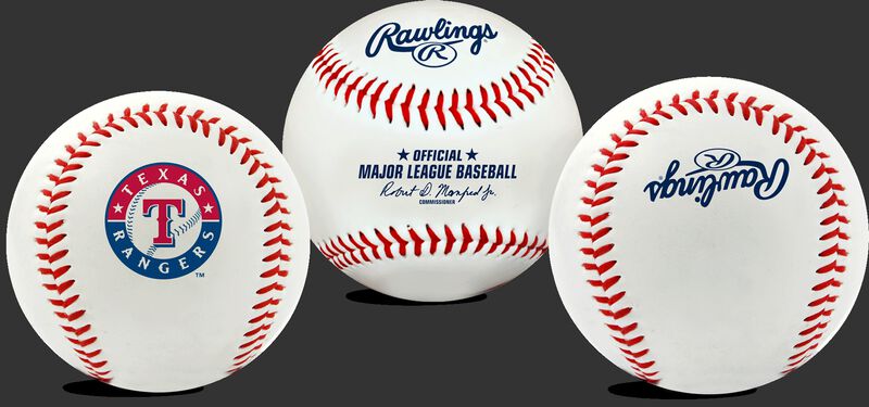 3 views of a MLB Texas Rangers baseball
