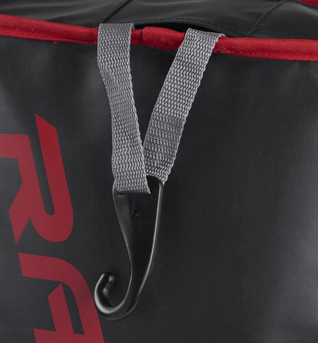 Exterior hanging hook on a scarlet R601 Rawlings hybrid bag