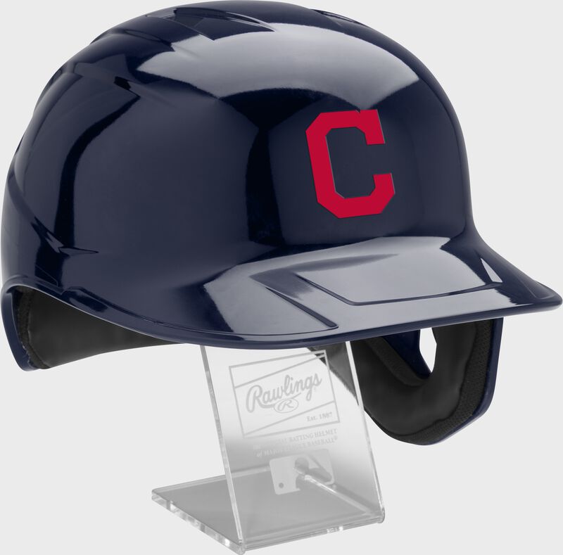 Front right of a MLB Cleveland Guardians replica helmet - SKU: MLBMR-CLE