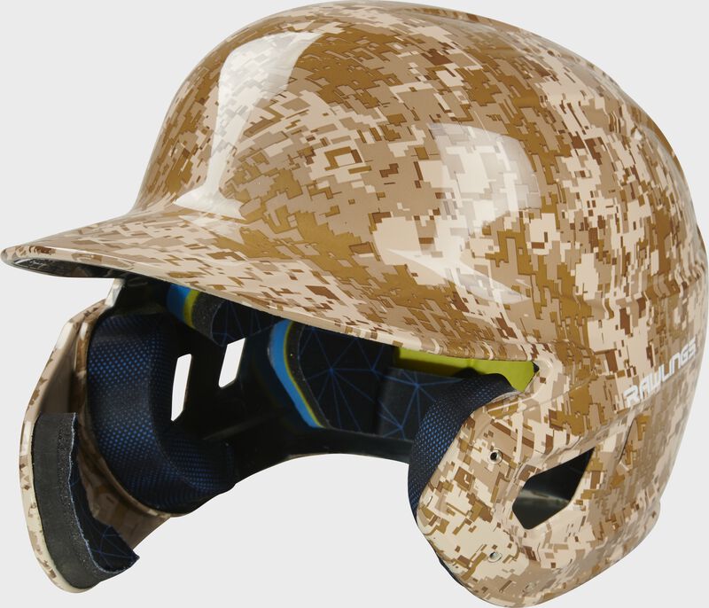 Front left-side view of Mach EXT Digi Camo Hydro Dipped Helmet | Left Handed Batter - SKU: MACHEXTL-DCMO