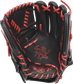 Black palm of a Rawlings HOH ColorSync 6.0 glove with scarlet laces and scarlet palm stamp - SKU: PRO205-30BCS image number null