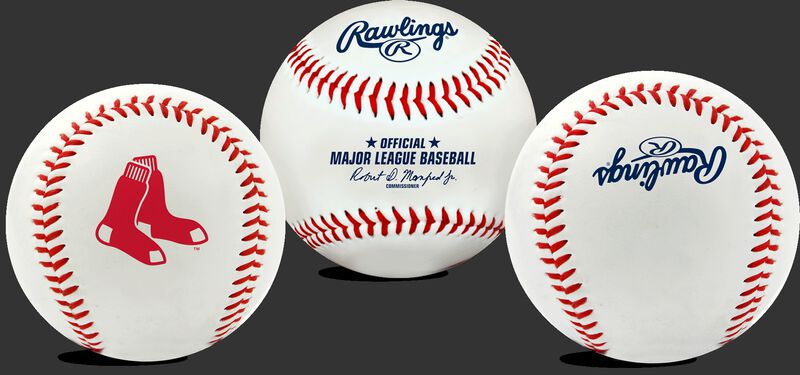 3 views of a MLB Boston Red Sox baseball