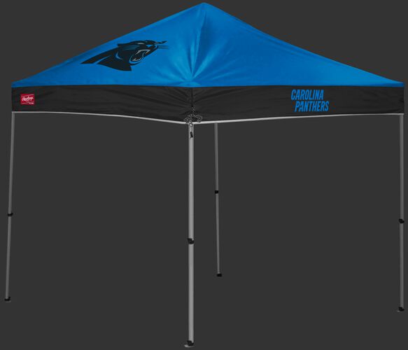 A blue/black Carolina Panthers 9x9 shelter with a team logo on the left side - SKU: 03231090112