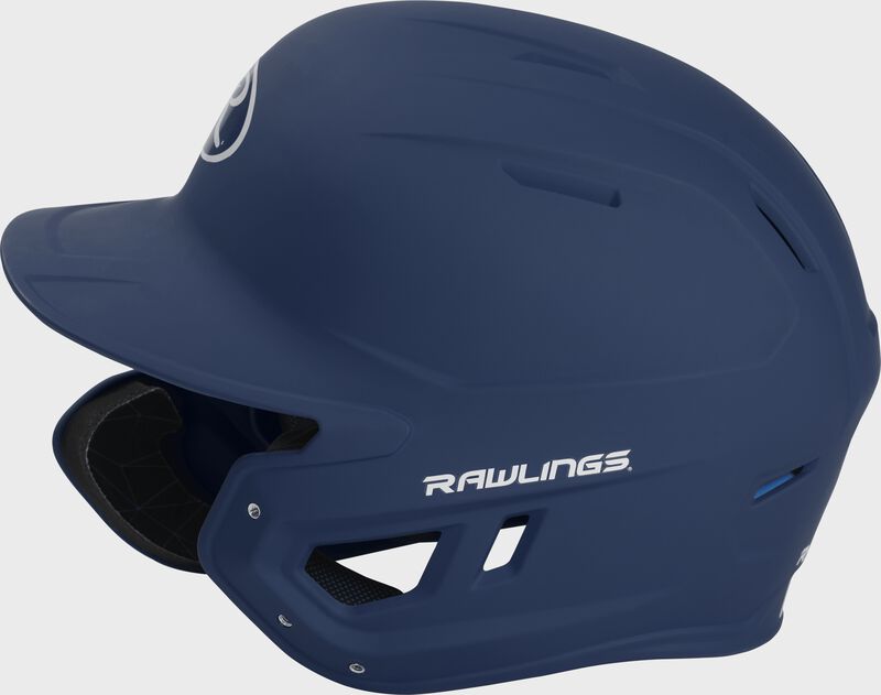 Left-side view of Mach Left Handed Batting Helmet with EXT Flap | 1-Tone, Navy loading=