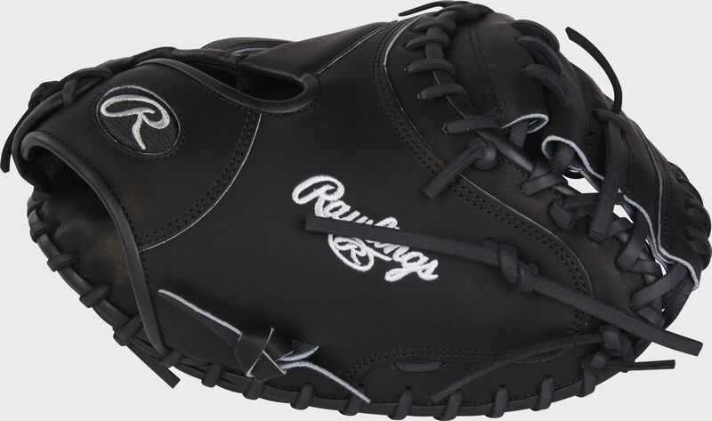 Thumb of a black Heart of the Hide R2G 33" blackout catcher's mitt with a black 1-piece solid web - SKU: RSGPRORCM33B