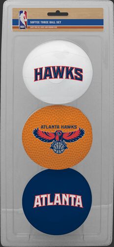 Rawlings White, Brown, and Navy NBA Atlanta Hawks Three-Point Softee Basketball Set With Team Logo SKU #03524203114