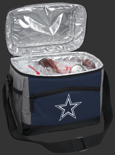 An open Dallas Cowboys 12 can cooler filled with ice and drinks - SKU: 10111065111