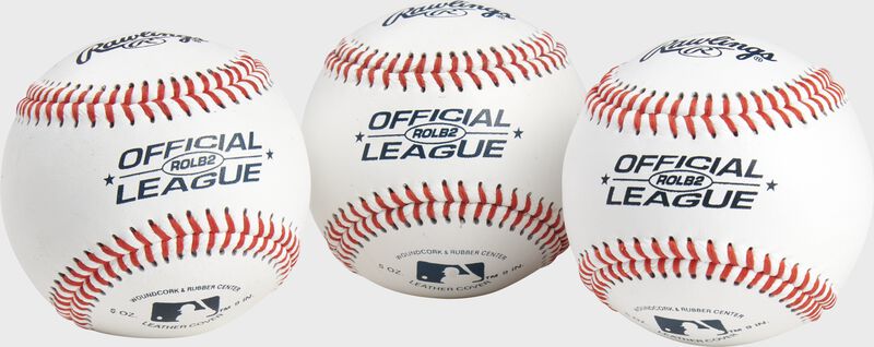 3 Official League practice baseballs with blue stamping and red stitching - SKU: RSGROLB2PK3