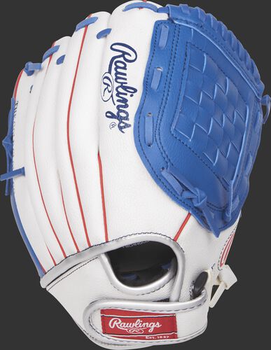 PL110WNS 11-inch youth Players Series glove with a white back and white Velcro wrist strap