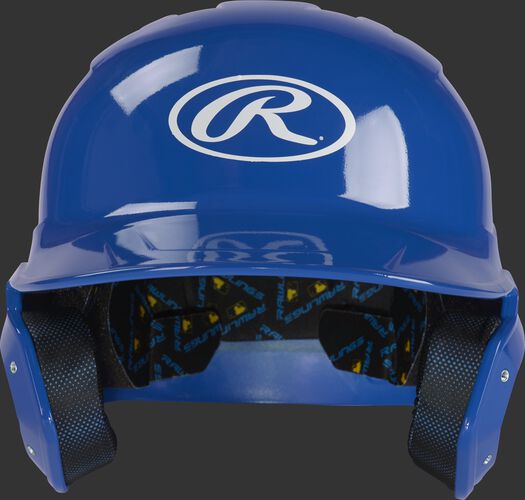MCH01A Mach baseball batting helmet with a royal blue shell and Oval R logo on the front