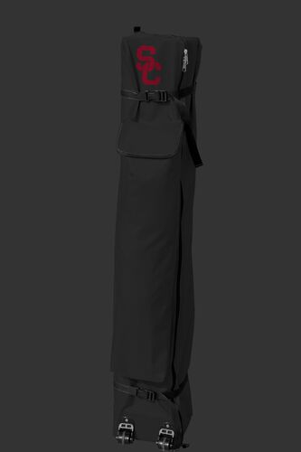 Black carry case for a 10x10 deluxe dome canopy with the USC Trojans logo on the top - SKU: 09463100519