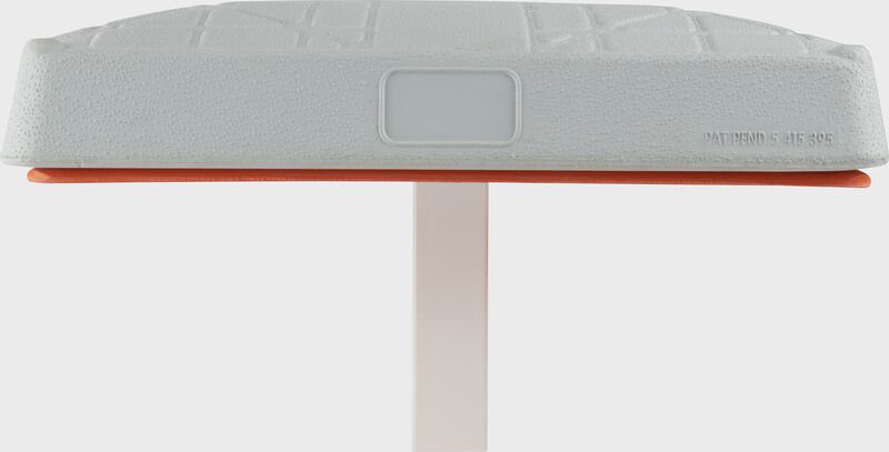 Front of a white/orange Rawlings Hollywood Kwik-Release base with a stanchion in the bottom - SKU: HIKRB