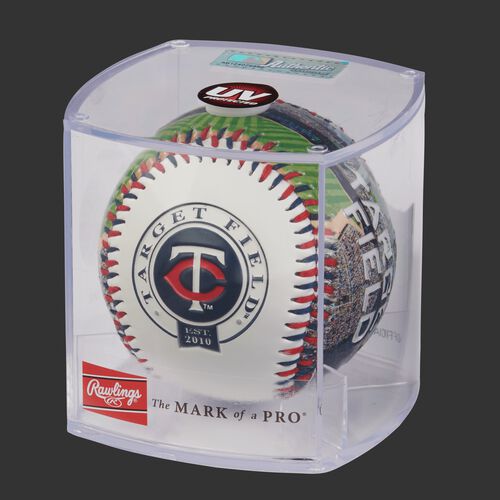 MLB Minnesota Twins stadium baseball in a display case