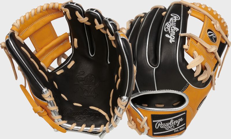 2 views showing the palm/back of a Rawlings Heart of the Hide R2G 11.5" I-web infield glove - SKU: PROR314-2BTC