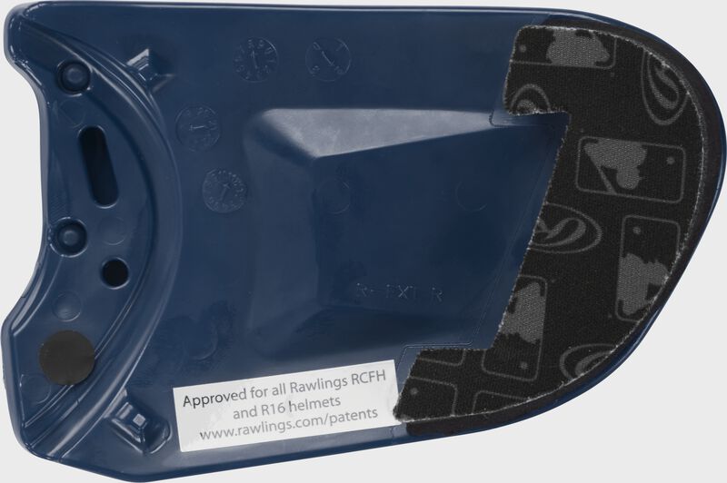Inside view of Navy Universal Batting Helmet Extension for Right-Handed Batters | SKU:REXTR-N0 loading=