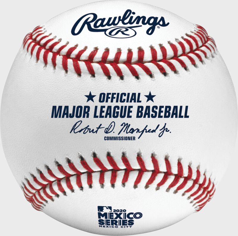 An official 2020 Mexico Series baseball with the Official ball of Major League Baseball stamp - SKU: ROMLBMS20