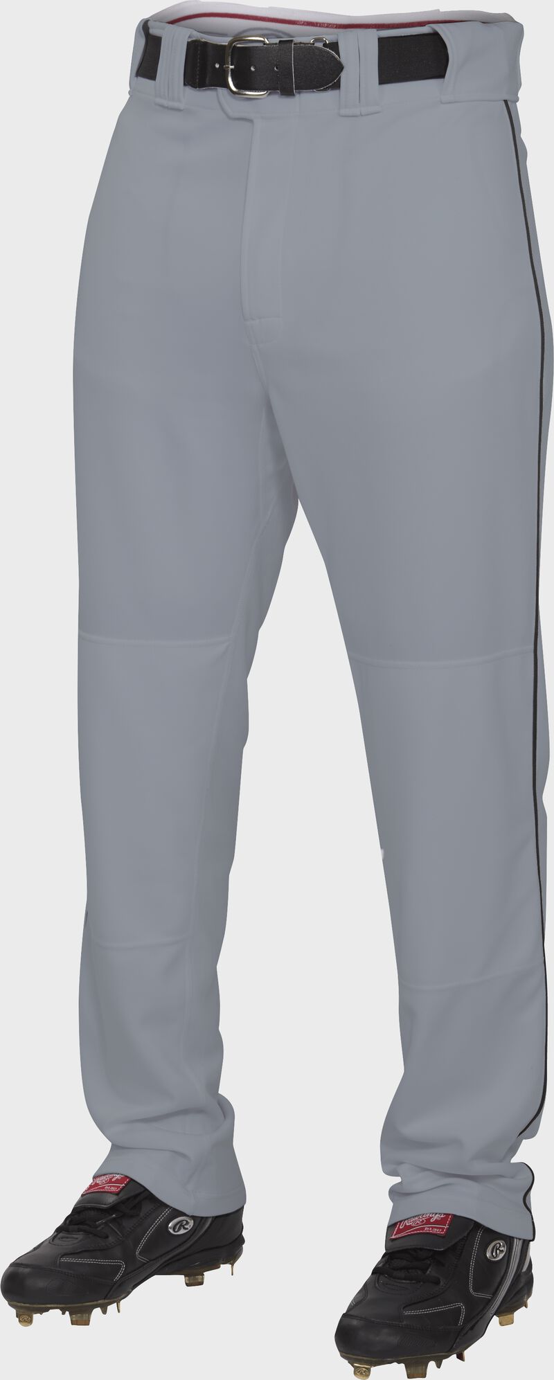 Front of Rawlings Blue Gray/Black Adult Semi-Relaxed Piped Pant - SKU #PRO150P-BG/B