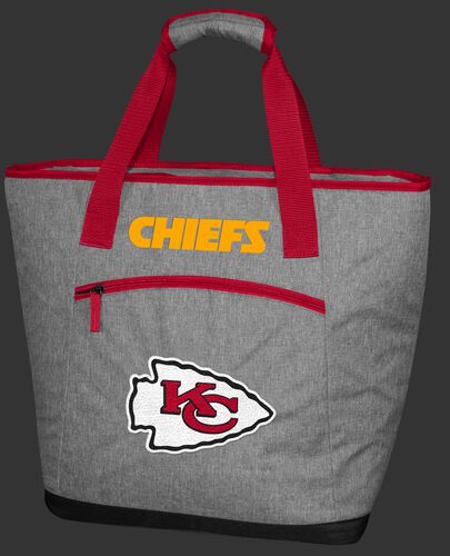 A Kansas City Chiefs 30 can tote cooler with an embroidered team logo - SKU:10311071111
